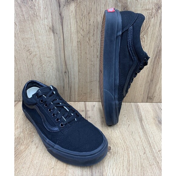 Vans Old Skool Shoes Skateboarding Triple Black Canvas Cap Toe Mens 7.5 Women 9 - Picture 1 of 16